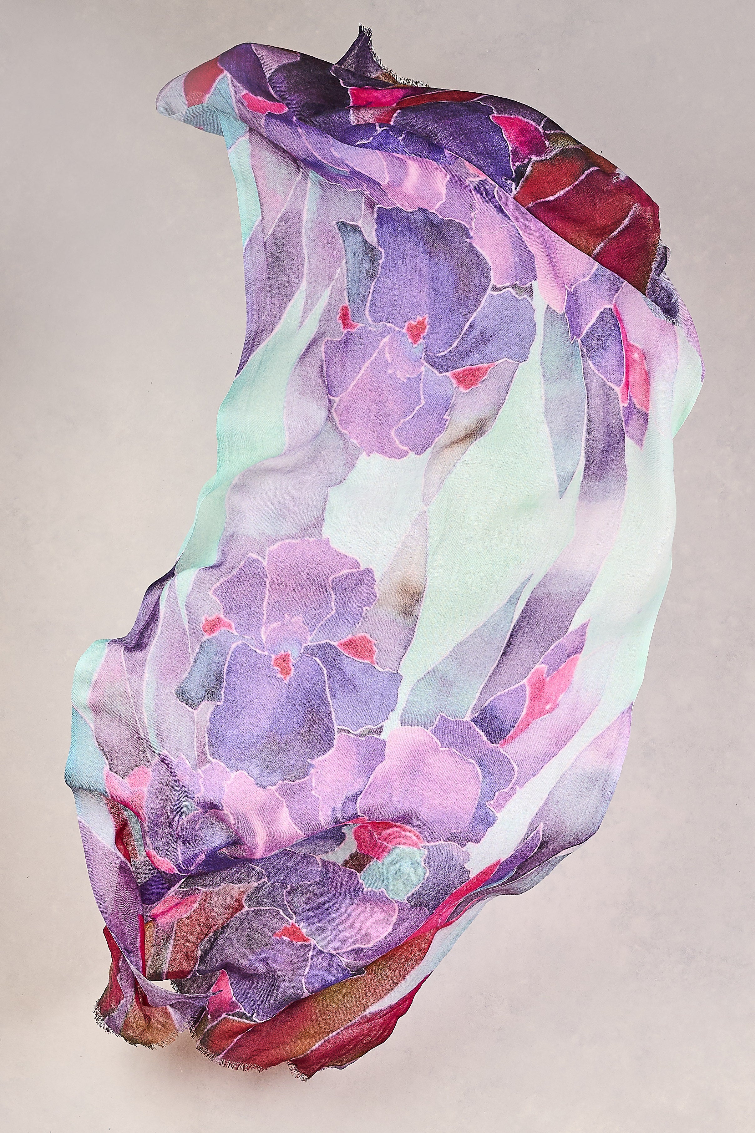 Violet Bloom Wool Scarf