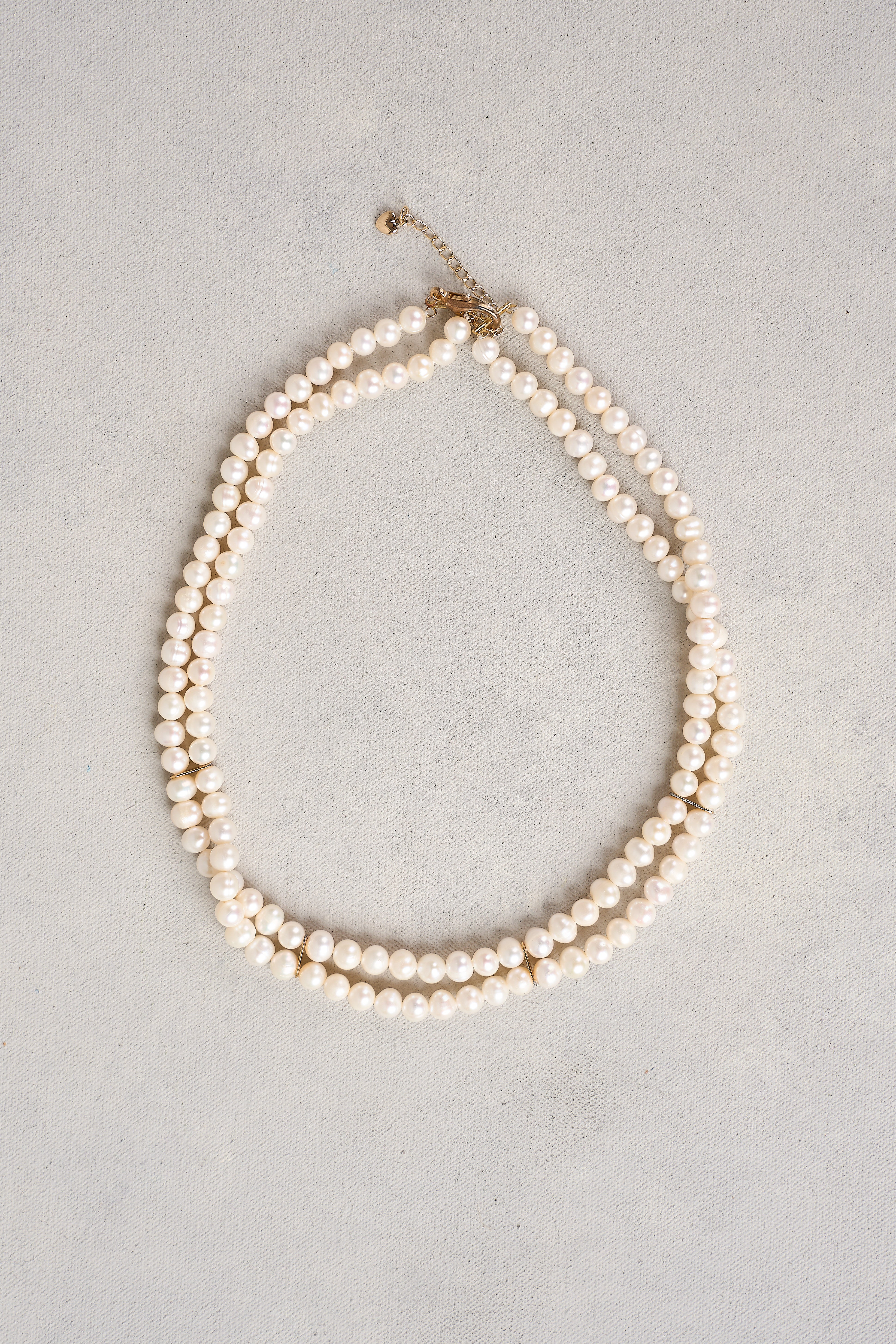 Double Row Pearl Necklace - White