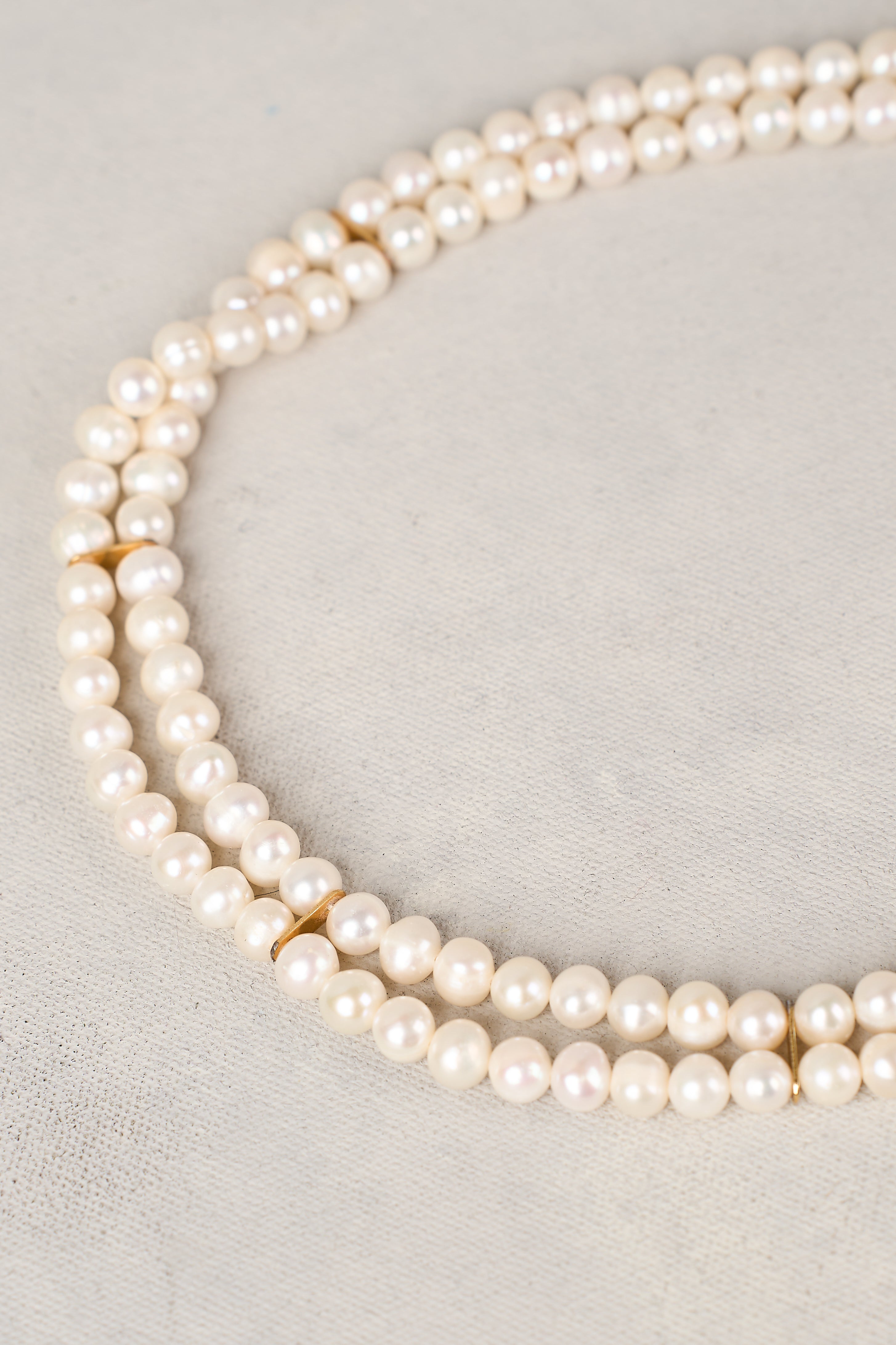 Double Row Pearl Necklace - White