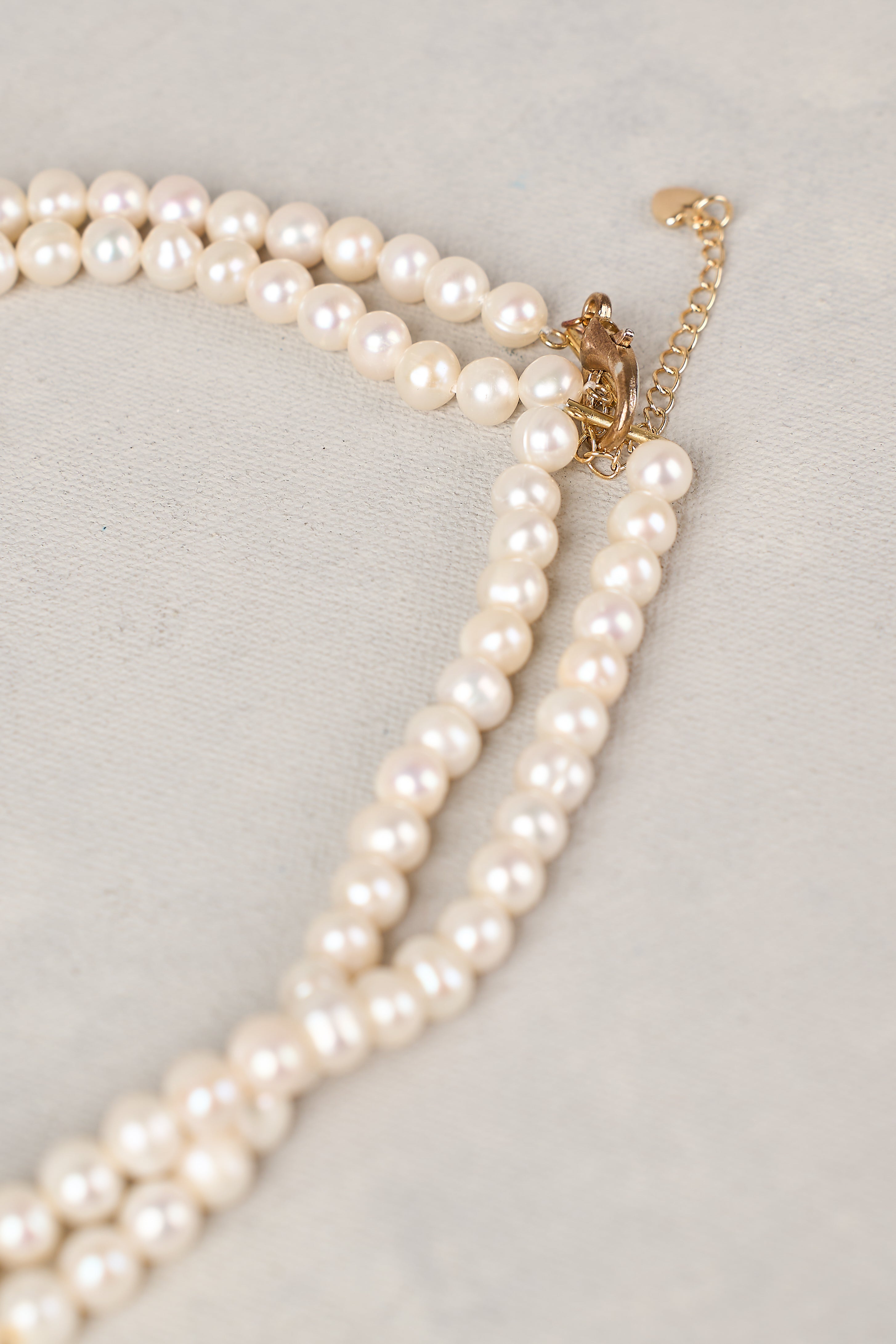 Double Row Pearl Necklace - White