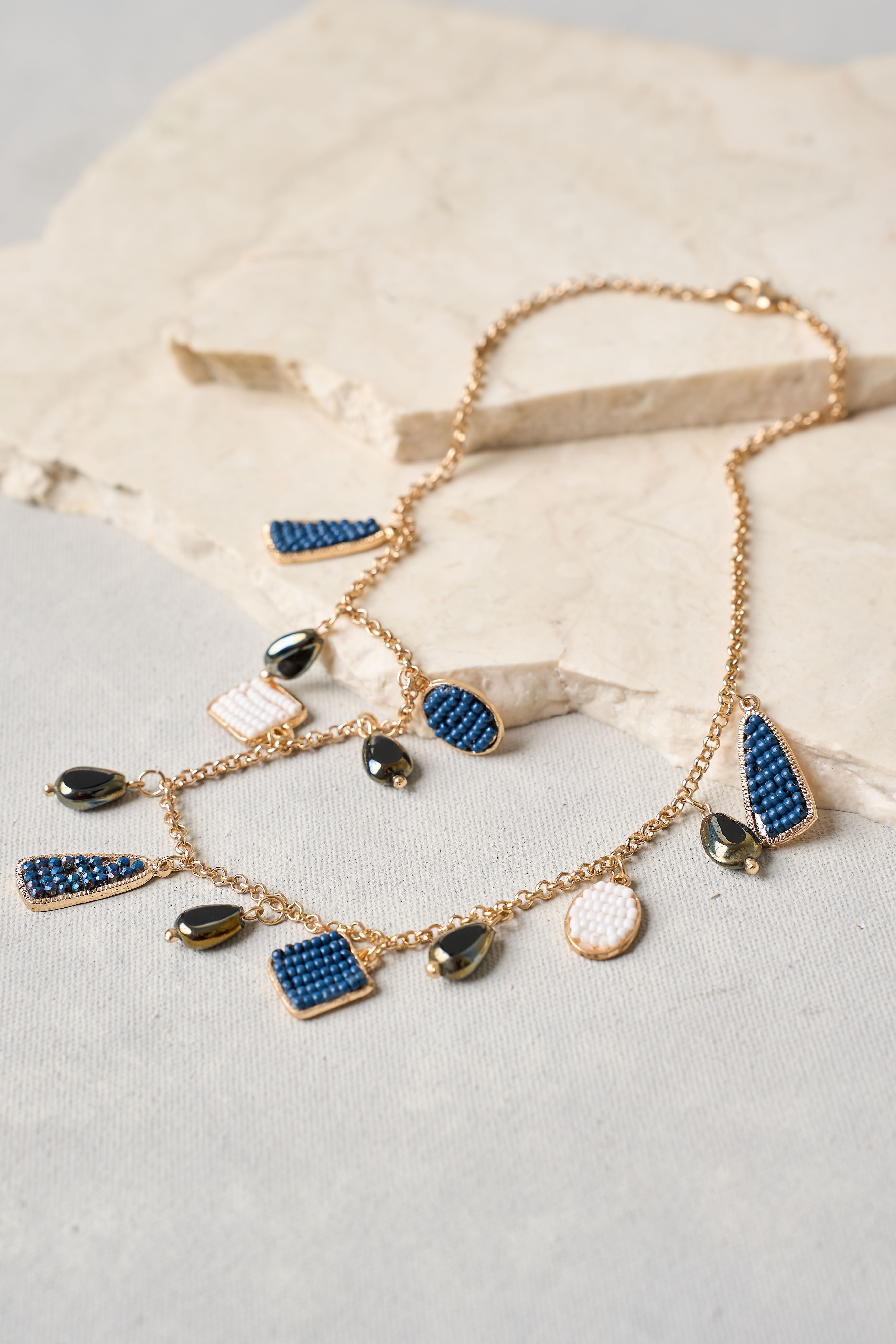 Midnight Shimmer Charm Necklace - Multicolour
