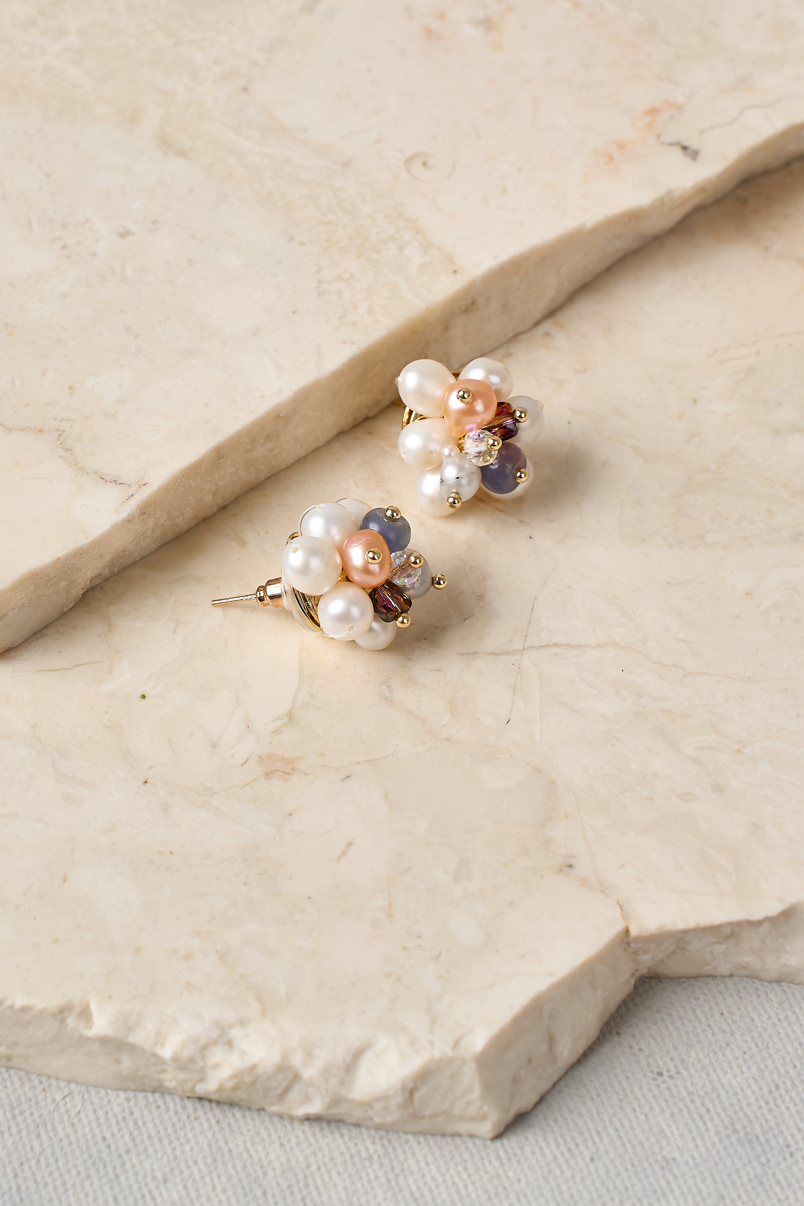 Pearl Cluster Studs - Gold