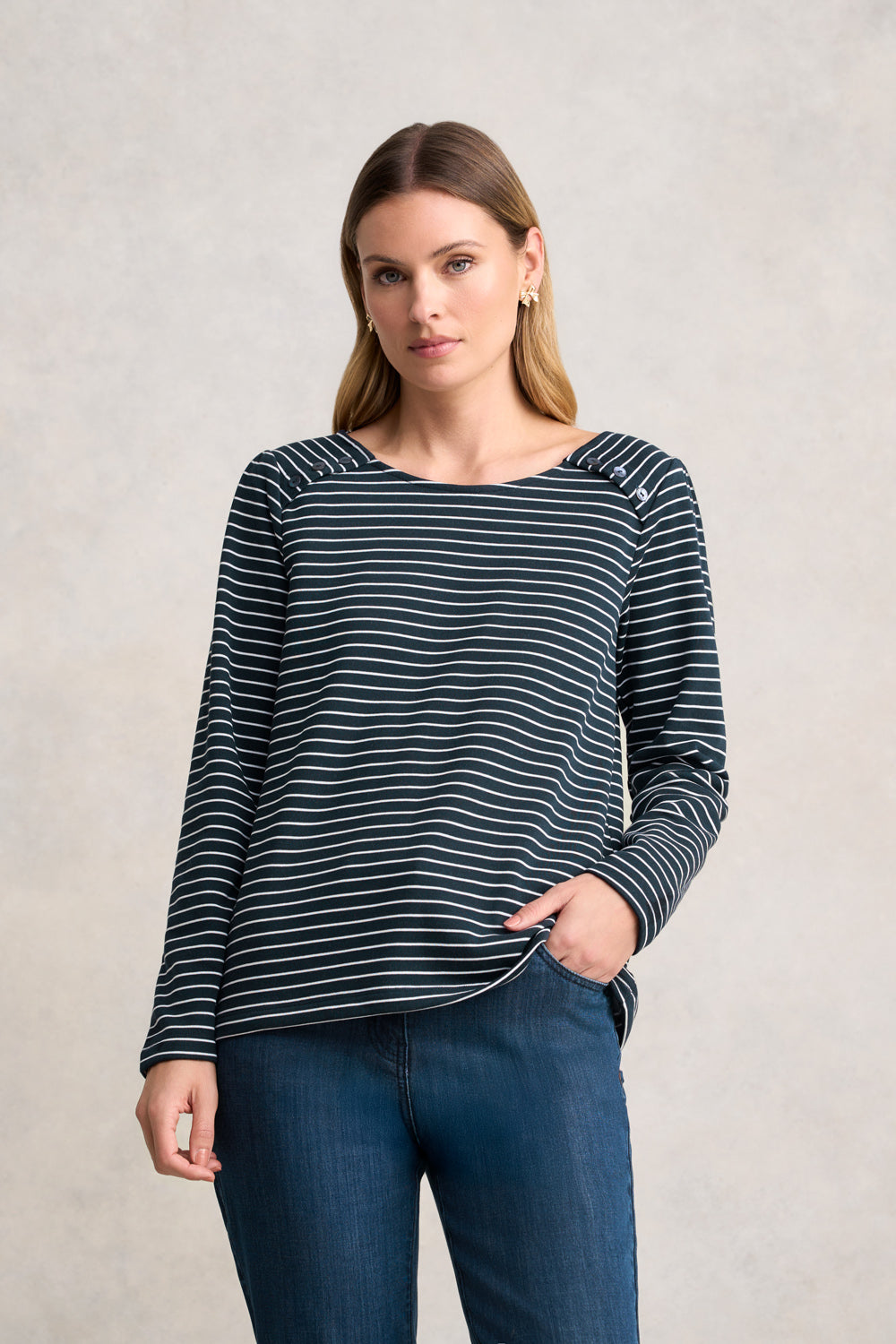 Stripe Long Sleeve T-Shirt - Ink & White Stripe